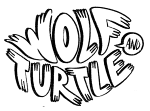 Grab-and-Go_Issue-1---MarketingPackage alt="Wolf and Turtle Grab n' Go kids activity book cover with stickers and story"