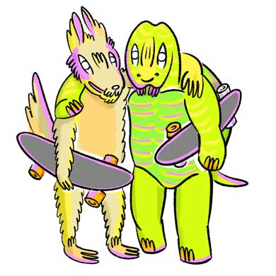 kids-skateboard-icon Kids skateboard with fun artwork by Swimming Monkey Comics
